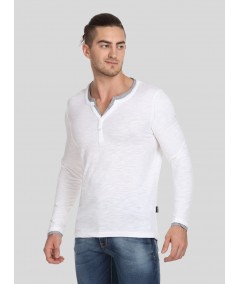 White Neck Binding Henley TShirt