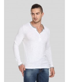 White Neck Binding Henley TShirt