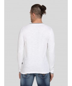 White Neck Binding Henley TShirt