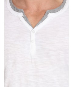 White Neck Binding Henley TShirt