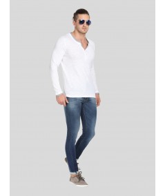 White Neck Binding Henley TShirt