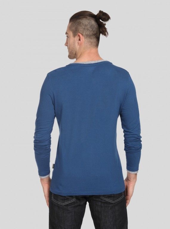 Navy Neck Binding Henley TShirt