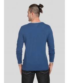 Navy Neck Binding Henley TShirt
