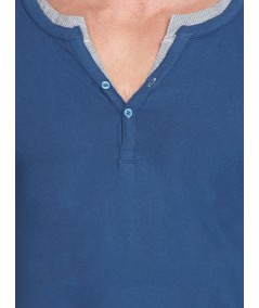 Navy Neck Binding Henley TShirt