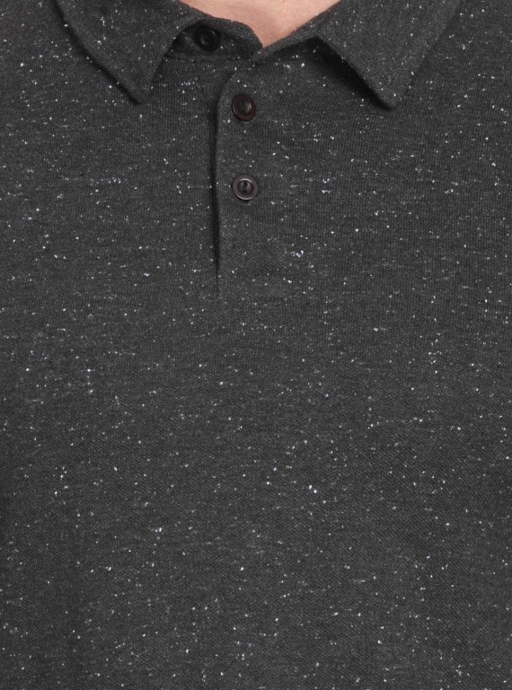 Self Textured Long Sleeve Polo TShirt