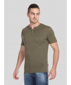 Green Slub Jersey Henley TShirt