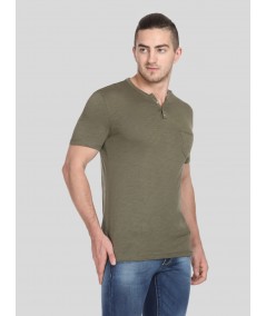 Green Slub Jersey Henley TShirt