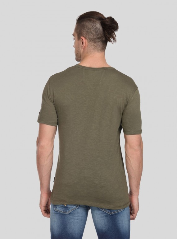 Green Slub Jersey Henley TShirt