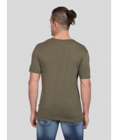 Green Slub Jersey Henley TShirt