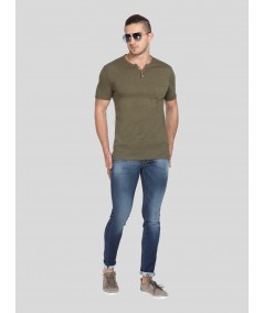 Green Slub Jersey Henley TShirt