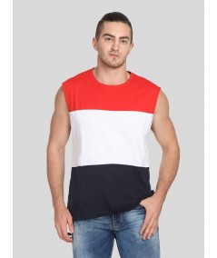Men's Colourblock Round Neck Vest – Bold, Sporty & Breathable Activewear
