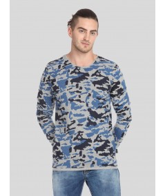Men’s Grey Melange Camouflage Print T-Shirt – Urban Camo Streetwear Style
