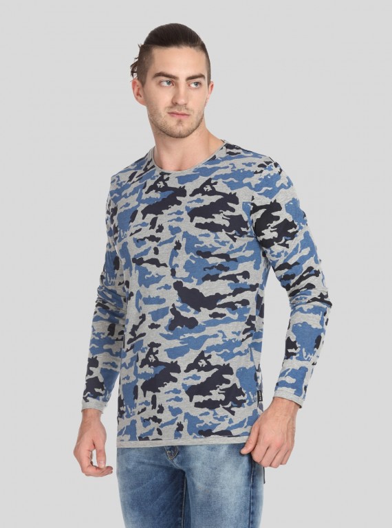 Grey Melange camouflag Print TShirt