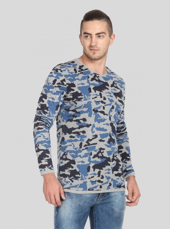 Grey Melange camouflag Print TShirt
