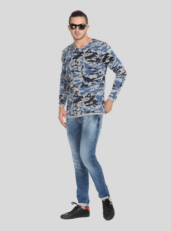 Grey Melange camouflag Print TShirt