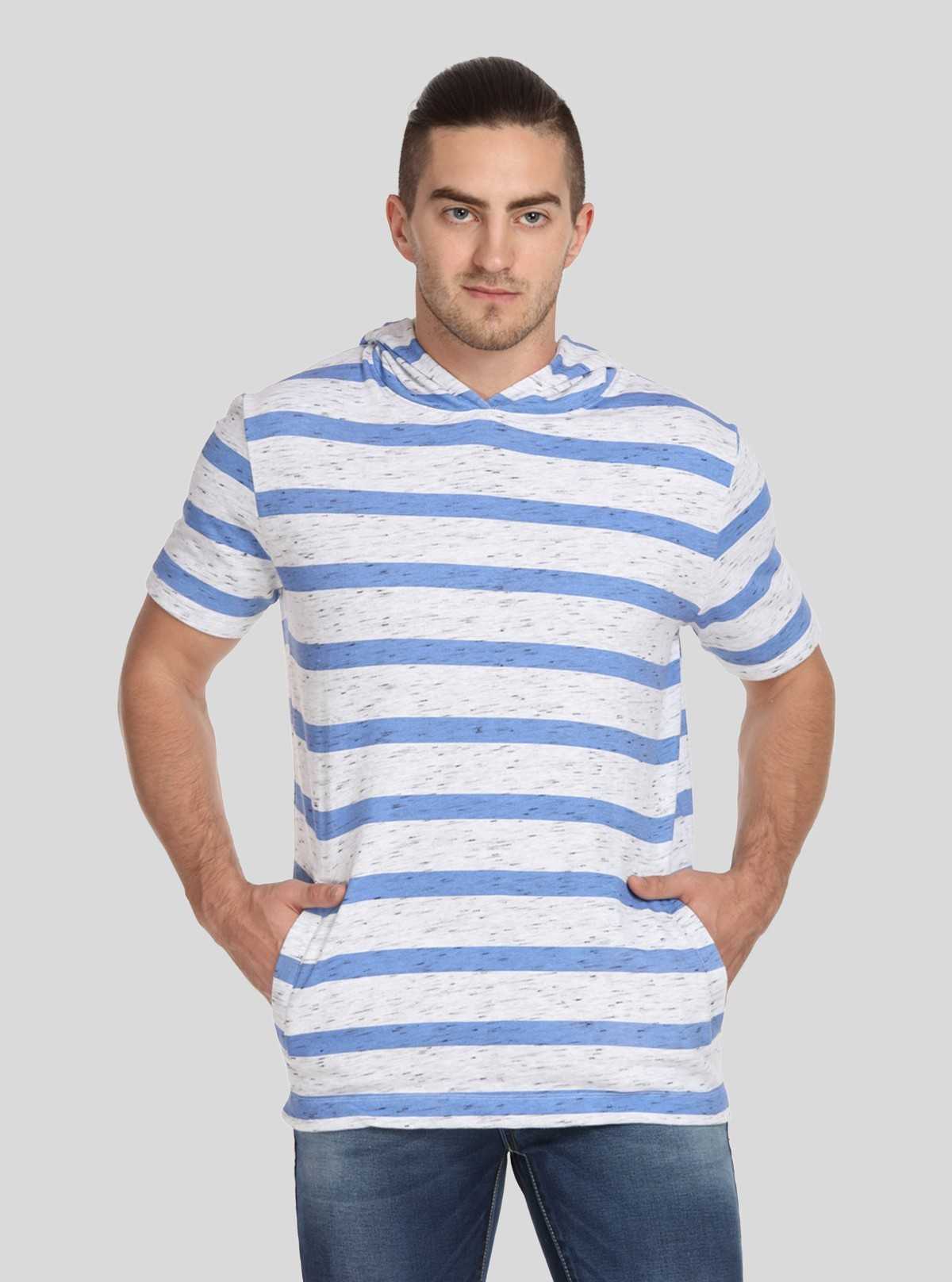 Men’s Blue and White Striped Hoodie – Fresh, Sporty & Everyday Ready