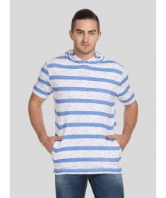 Light Blue Stripe Hooded Sweat Shirt