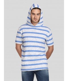 Light Blue Stripe Hooded Sweat Shirt