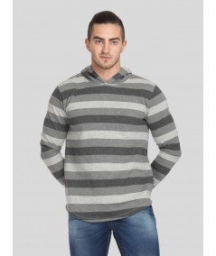 Men’s Melange Striped Hoodie – Textured Look, Modern Striped Comfort