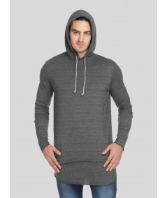 Grey long line Hooded Sweat Shirt