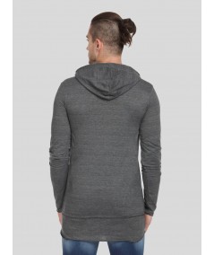 Grey long line Hooded Sweat Shirt