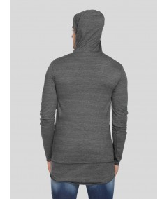 Grey long line Hooded Sweat Shirt