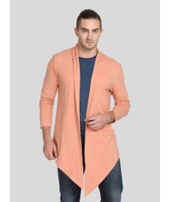 Men’s Classic Peach Long Line Cardigan – Modern Drape with Timeless Appeal