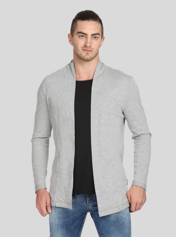 Men’s Grey Melange Cardigan – Classic Comfort with a Modern Edge