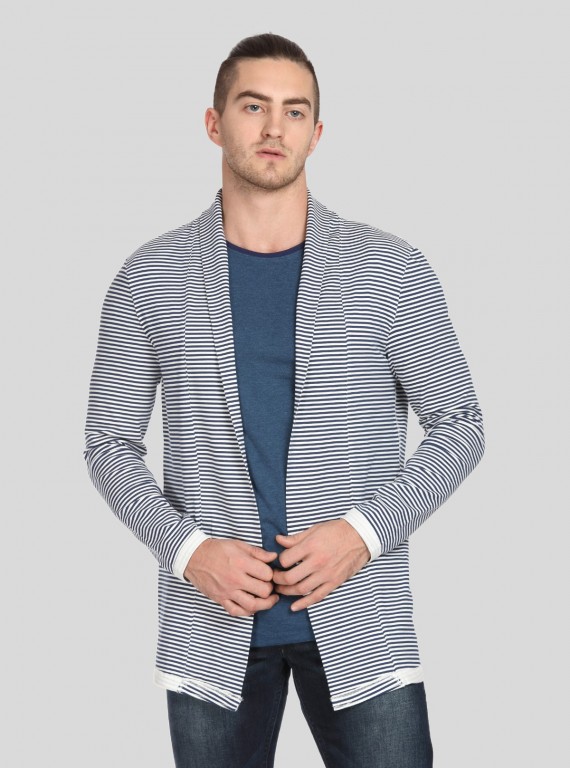 Men’s Striped Jersey Cardigan – Lightweight Style with Urban Edge