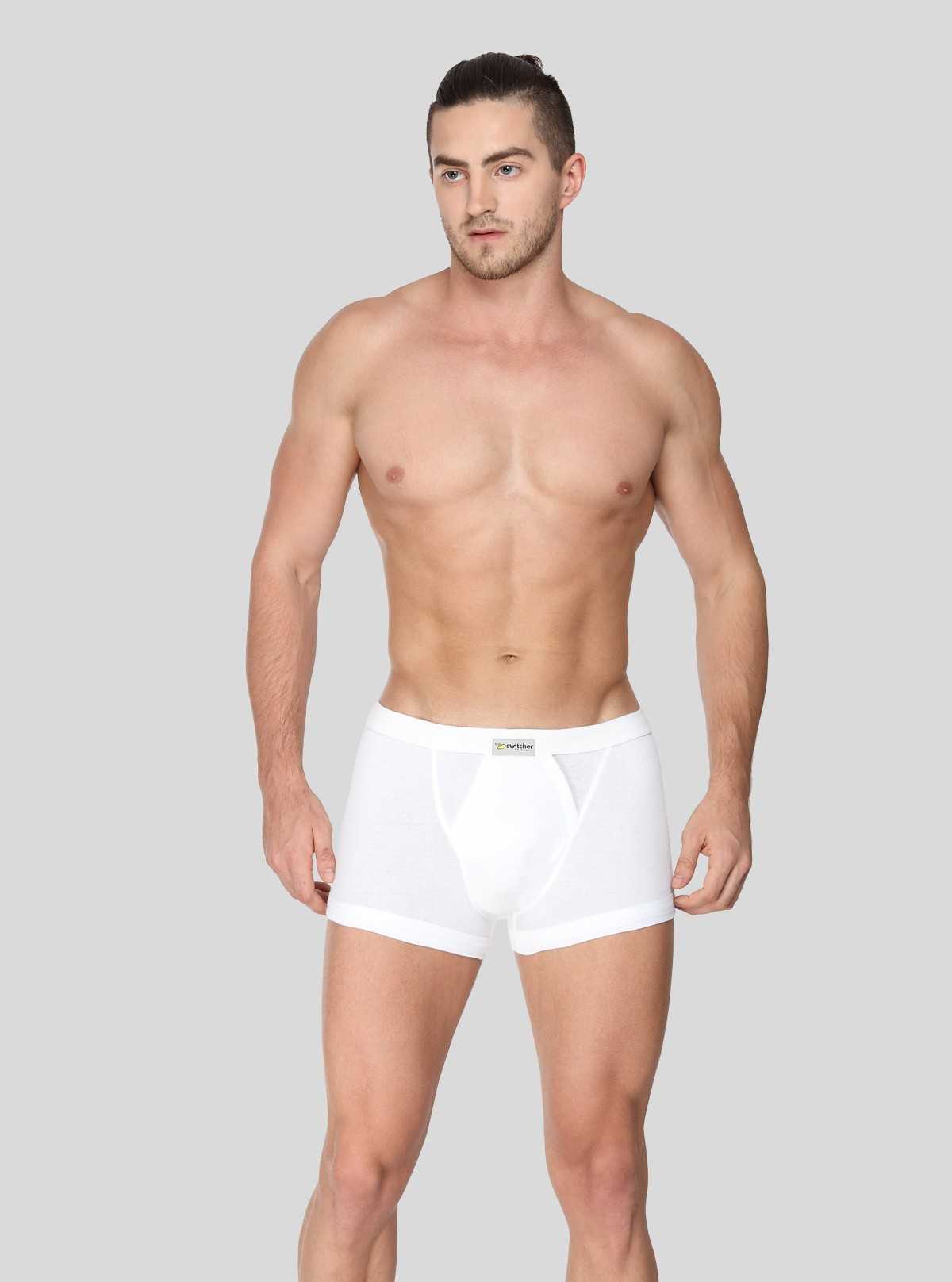 Men's White Inner Banded Trunk - Premium Cotton Comfort & Fit