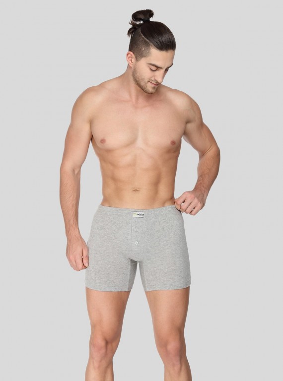 Men’s Solid Grey Buttoned Trunks – Soft Cotton, Tailored Fit & Style