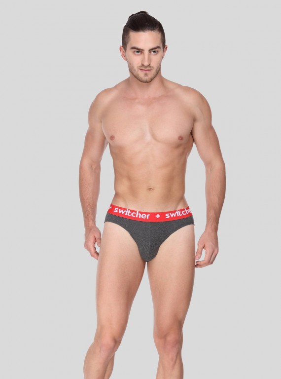 Men’s Charcoal Melange Banded Brief – Ultra-Soft Cotton & Snug Fit Comfort