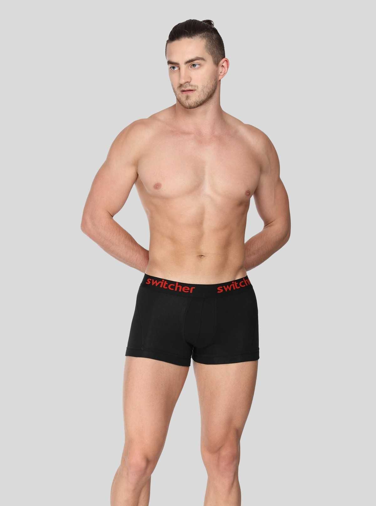 Men’s Black Modern Banded Trunks – Stretch Cotton Comfort Fit