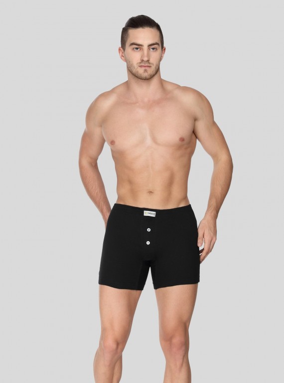 Men’s Solid Black Buttoned Trunks – Classic Fit Innerwear