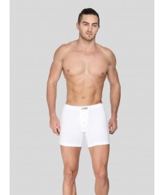 Men’s Solid White Buttoned Trunks | Soft Cotton Stretch Innerwear