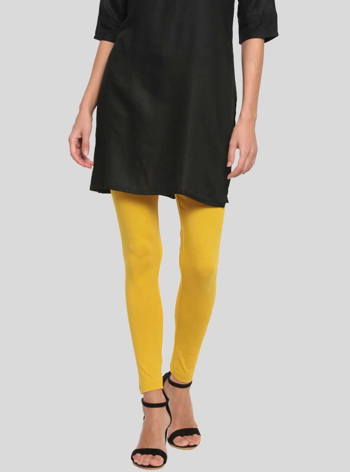 Women’s Yellow Cotton Legging – Soft Stretchable Everyday Bottomwear