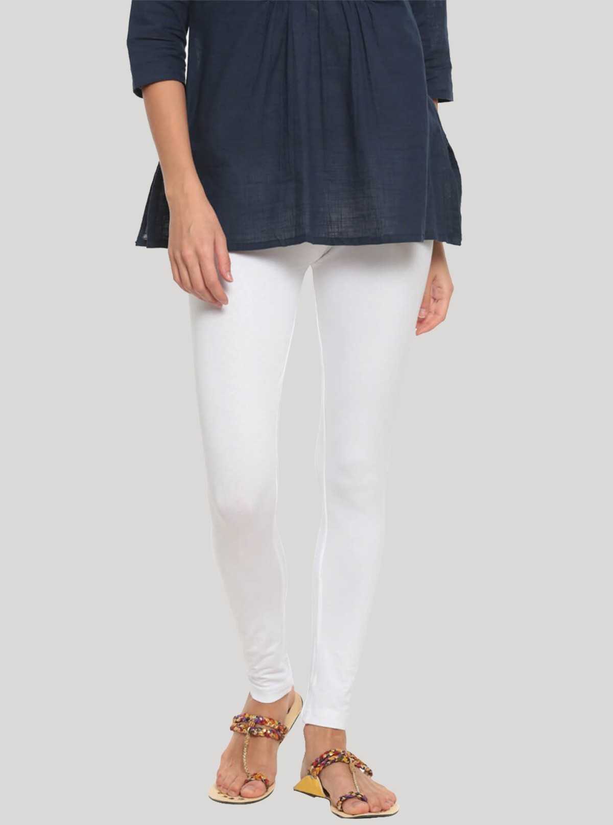 Women’s White Cotton Elastane Legging – Soft Stretch Fit for Everyday Wear