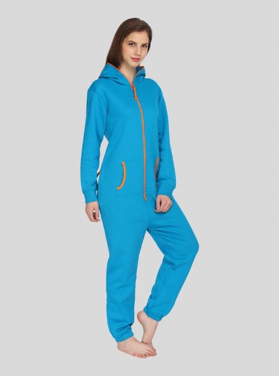 Blue Fleece Jumpsuit for Women