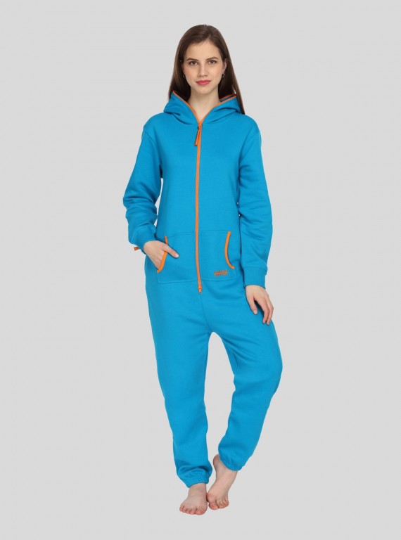 Blue Fleece Jumpsuit for Women