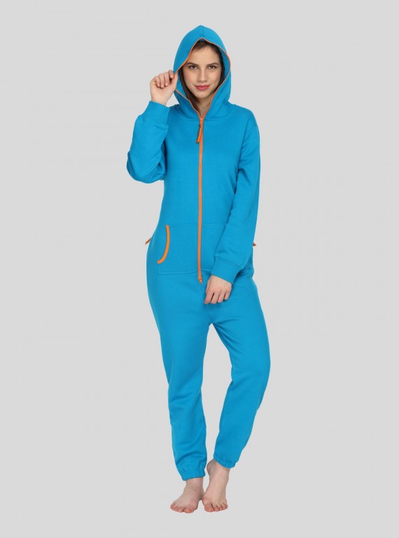 Blue Fleece Jumpsuit for Women