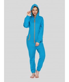 Blue Fleece Jumpsuit for Women