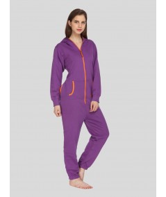 Purple Fleece Jumpsuit for Women