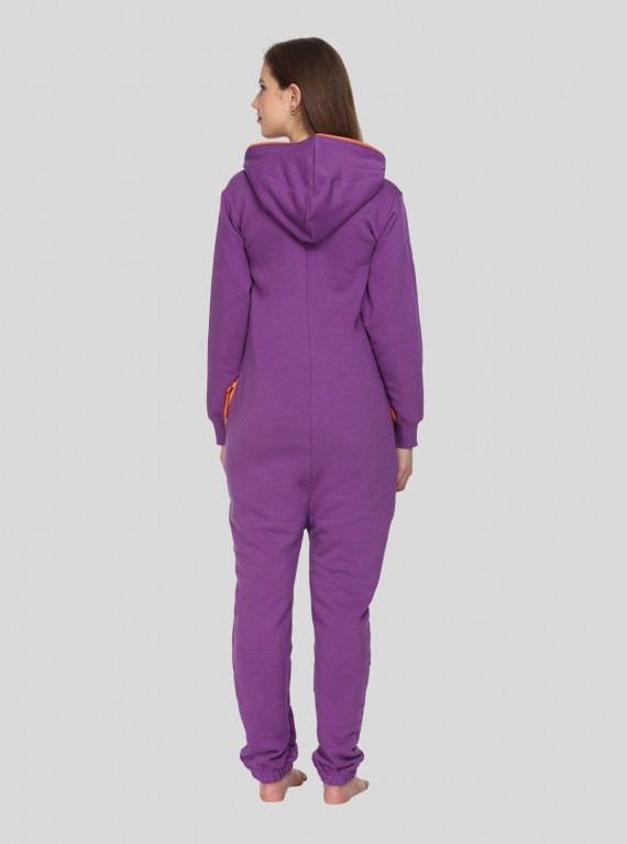 Purple Fleece Jumpsuit for Women