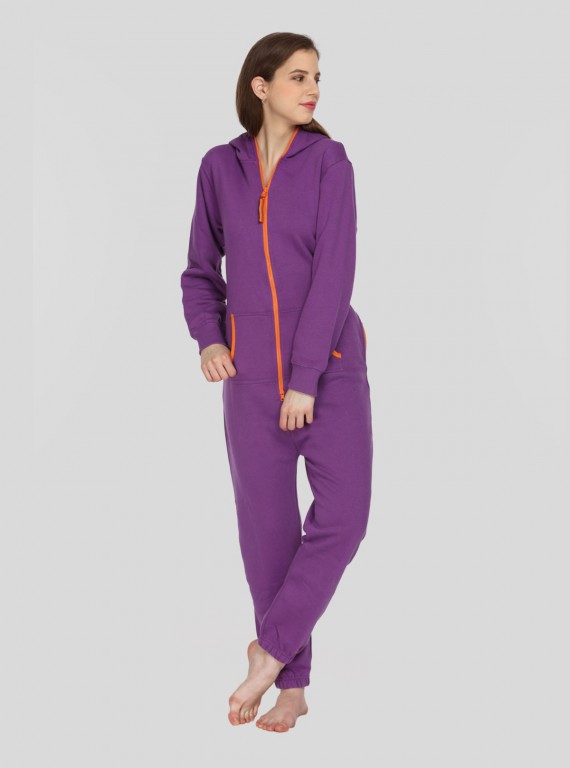 Purple Fleece Jumpsuit for Women