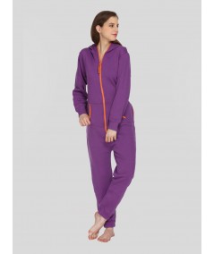 Purple Fleece Jumpsuit for Women