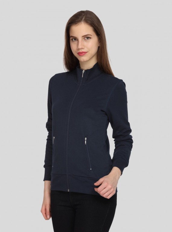 Navy Zipper Sweat Shirt