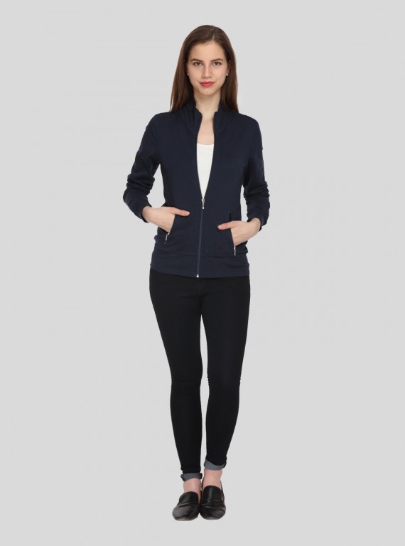 Navy Zipper Sweat Shirt