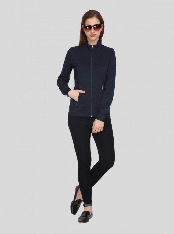 Navy Zipper Sweat Shirt