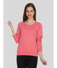 Women’s Dark Pink Full Sleeve Round Neck Pullover in Cotton Fleece