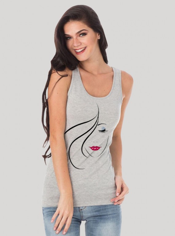 Women’s Grey Printed Sleeveless Top – Casual & Stylish | Boer & Fitch
